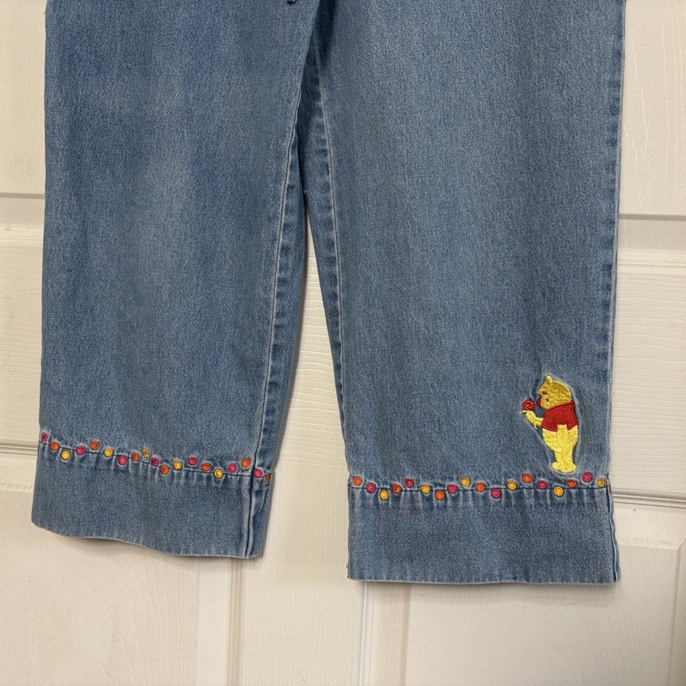 Vtg 90s Disney Store Winnie the Pooh Embroidered Denim Jeans Sz Small Polka Dots - Picture 3 of 11